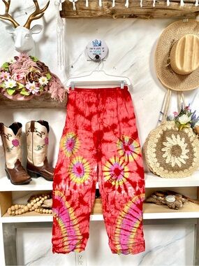 Artisan TIE DYE hippy Gypsy boho summer pants w enchanting vibe
